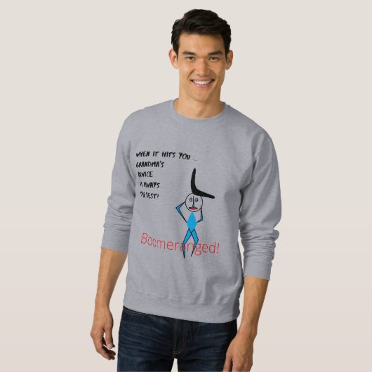 Grey Grandma's Advice Basic Boomeranged Trui (Voorkant volledig)