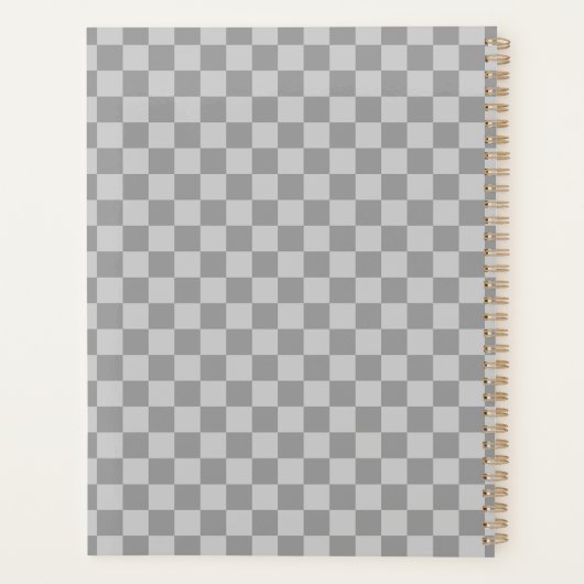 Grey Gray Checkered Checkerboard Planner (Achterkant)