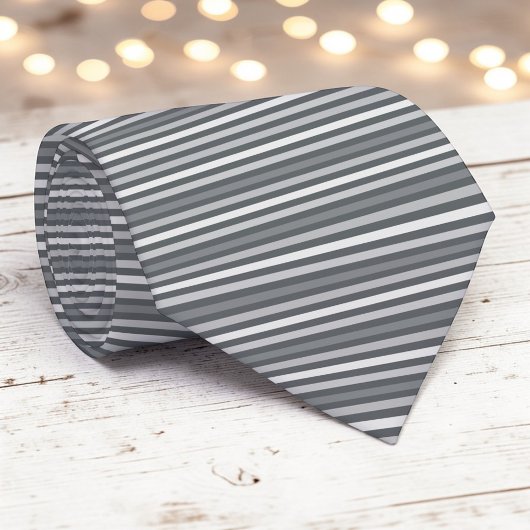 Grey Gray Color Stripes Necktie Stropdas
