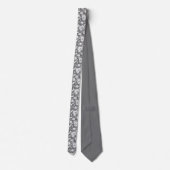 Grey Gray Floral Pattern Custom Necktie Stropdas (Achterkant)