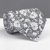 Grey Gray Floral Pattern Custom Necktie Stropdas