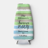 Grey Green Blue Waterverf Stripes Party Name Flesjeskoeler (Voorkant)