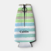 Grey Green Blue Waterverf Stripes Party Name Flesjeskoeler (Achterkant)