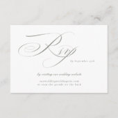 Grey Green Calligraphy Trouwwebsite QR CODE RSVP Kaartje (Voorkant)