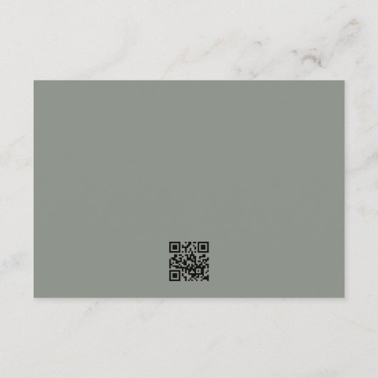 Grey Green Calligraphy Trouwwebsite QR CODE RSVP Kaartje (Achterkant)