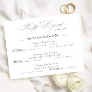 Grey Green Classic Kalligrafie multi-event RSVP Kaartje