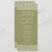 Grey Green Damask Swirls Wedding Invitation Kaart (Voorkant / Achterkant)