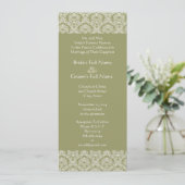 Grey Green Damask Swirls Wedding Invitation Kaart (Staand voorkant)
