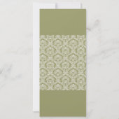 Grey Green Damask Swirls Wedding Invitation Kaart (Achterkant)