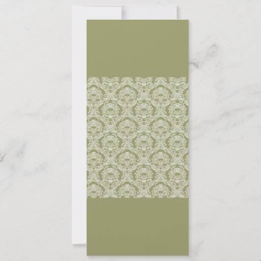 Grey Green Damask Swirls Wedding Invitation Kaart (Achterkant)