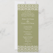 Grey Green Damask Swirls Wedding Invitation Kaart (Voorkant)