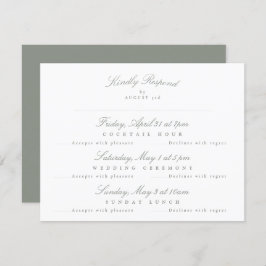 Grey Green Elegant Kalligrafie multi-event RSVP Kaartje