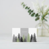 Grey Green Evergreen Trees Elegant Professional Visitekaartje (Staand voorkant)