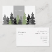 Grey Green Evergreen Trees Elegant Professional Visitekaartje (Voorkant / Achterkant)