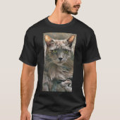 Grey Green Eyed Cat T-shirt (Voorkant)