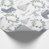 Grey Green Festive Scandinavian Theme Kerstmis  | Cadeaupapier (Hoek)