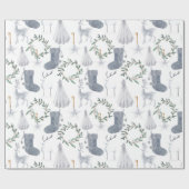 Grey Green Festive Scandinavian Theme Kerstmis  | Cadeaupapier (Vlak)