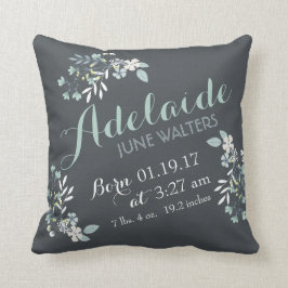 Grey Green Floral Nursery Keepsake Kussen