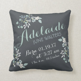 Grey Green Floral Nursery Keepsake Kussen