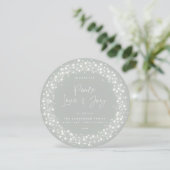 Grey-Green Peace Love+Joy Script Sparking Lights Feestdagenkaart (Staand voorkant)