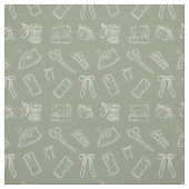 Grey Green Sewing Themed Pattern Stof (Swatch)