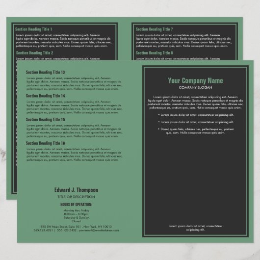 Grey Green Simple Border Brochure (Voorkant / Achterkant)