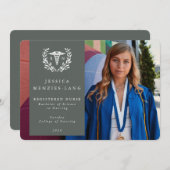 Grey Green + White Laurel Wreated Registered Nurse Aankondiging (Voorkant / Achterkant)
