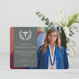 Grey Green + White Laurel Wreated Registered Nurse Aankondiging