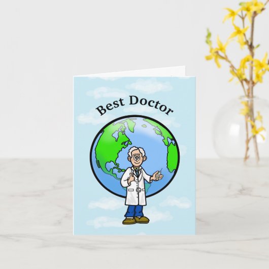 Grey Hair Male Best Doctor Wenskaart Kaart (Gele Bloem)