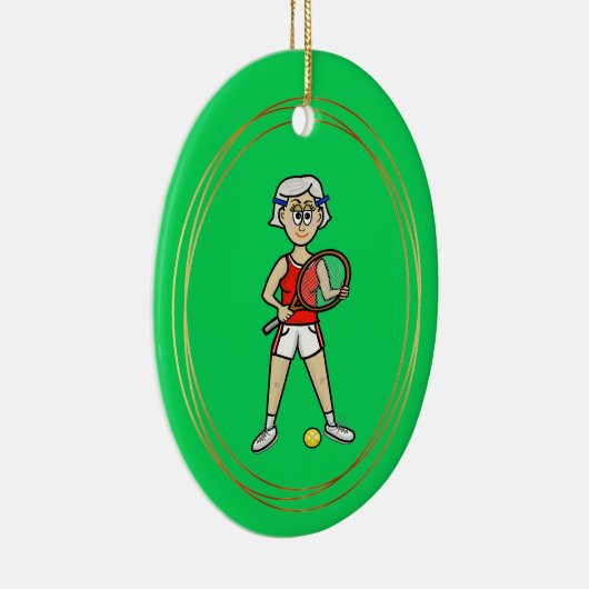 Grey Hair Vrouw Tennis Player Ornament (Rechts)