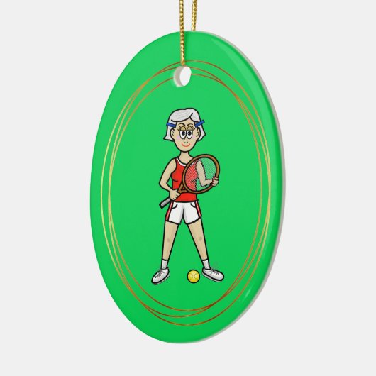 Grey Hair Vrouw Tennis Player Ornament (Links)