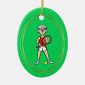 Grey Hair Vrouw Tennis Player Ornament (Voorkant)