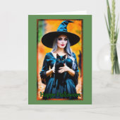 Grey Haired Witch Halloween Kaart (Voorkant)