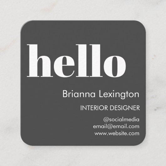 Grey hallo | QR-code Social Media Vierkante Visitekaartje (Voorkant)