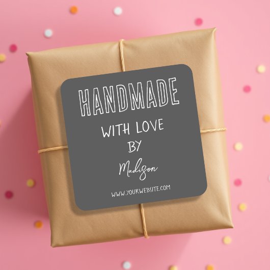 Grey | Handgemaakt met liefde Vierkante Sticker