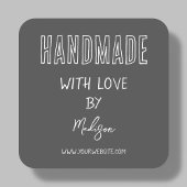 Grey | Handgemaakt met liefde Vierkante Sticker