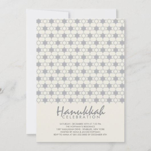Grey Hanukkah Stars of David Pattern Holiday Party Kaart (Voorkant)