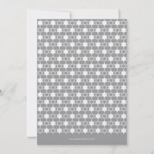Grey Hanukkah Stars of David Pattern Holiday Party Kaart (Achterkant)
