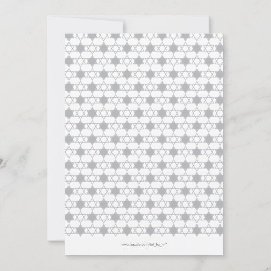 Grey Hanukkah Stars of David Pattern Holiday Party Kaart (Achterkant)