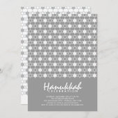 Grey Hanukkah Stars of David Pattern Holiday Party Kaart (Voorkant / Achterkant)