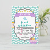 Grey Happy Easter & Egg Hunt Party Uitnodigingen (Staand voorkant)