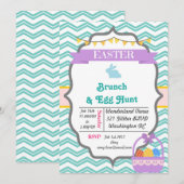 Grey Happy Easter & Egg Hunt Party Uitnodigingen (Voorkant / Achterkant)