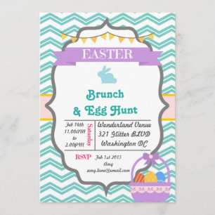 Grey Happy Easter & Egg Hunt Party Uitnodigingen