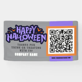 Grey Happy Halloween QR Business Spandoek