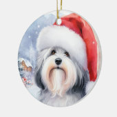 Grey Havanese Hond Waterverf Kerstmis Keramisch Ornament (Links)