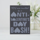 Grey Heart Anti-Valentijn aangepaste feestuitnodig Kaart (Staand voorkant)