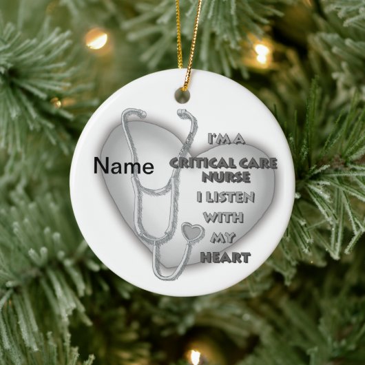 Grey Heart Critical Care Nurse Keramisch Ornament (Boom)