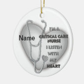 Grey Heart Critical Care Nurse Keramisch Ornament (Links)