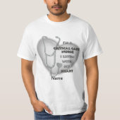 Grey Heart Critical Care Nurse T-shirt (Voorkant)