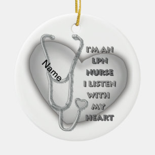 Grey Heart LPN Nurse Keramisch Ornament
